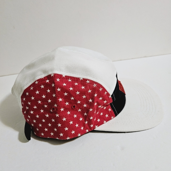 Entree LS Cap Red/White Navy Star Pattern Print Adjustable Buckle Hat - Picture 6 of 11
